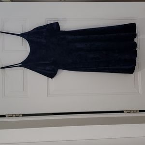 Aqua ruffled crushed Velvet dress